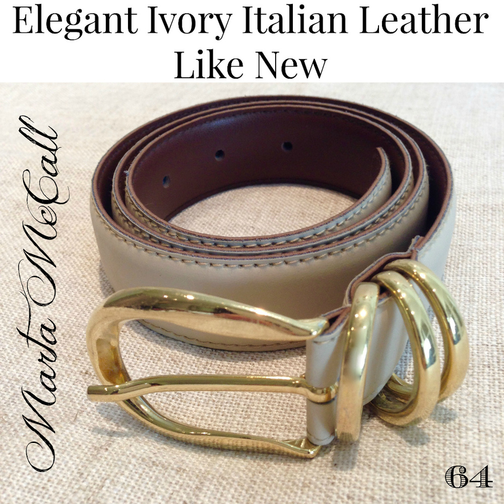 MILOS Ivory Italian Leather Like New Medium Belt